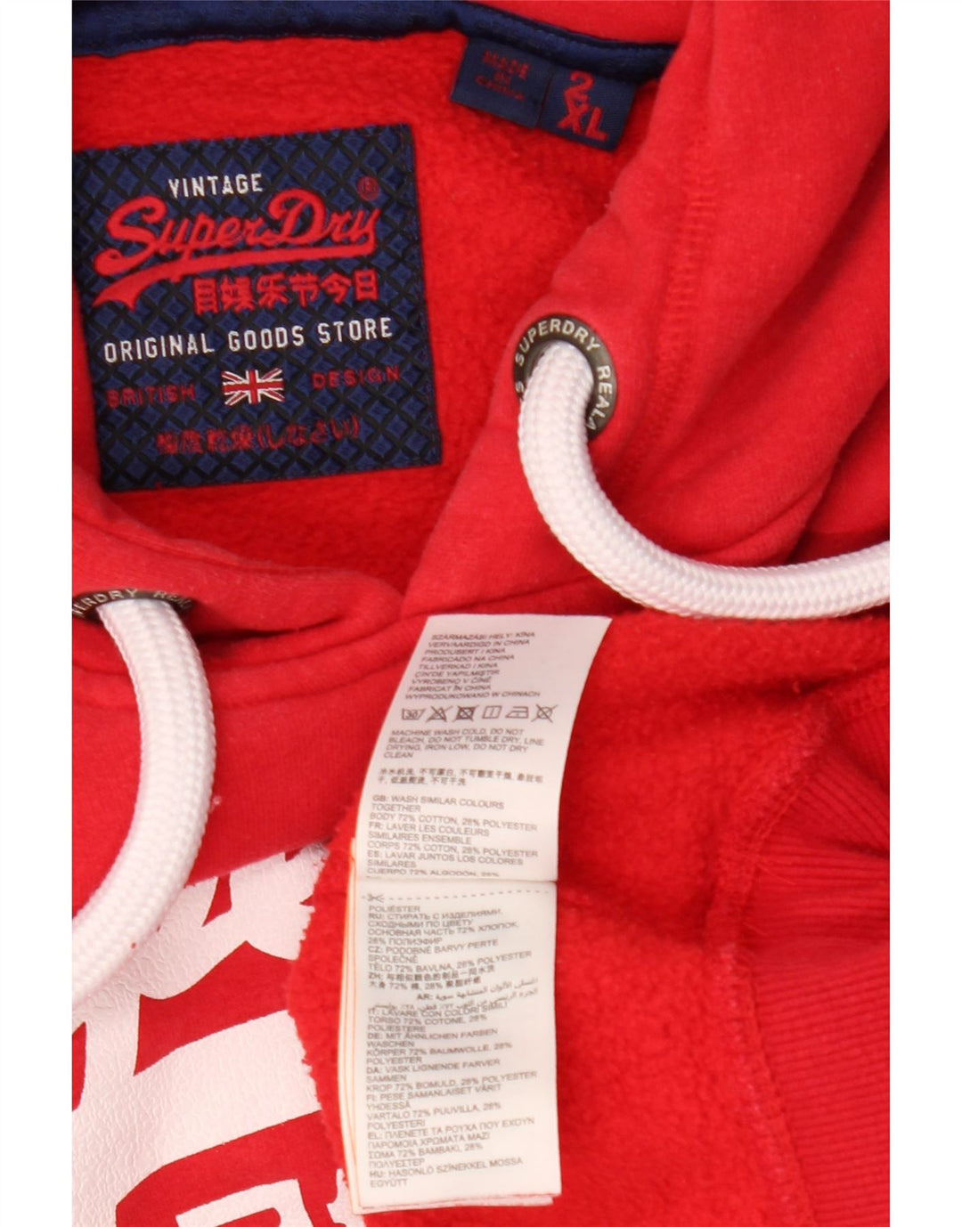 Męski sweter z kapturem Superdry Graphic 2XL, czerwony, bawełniany