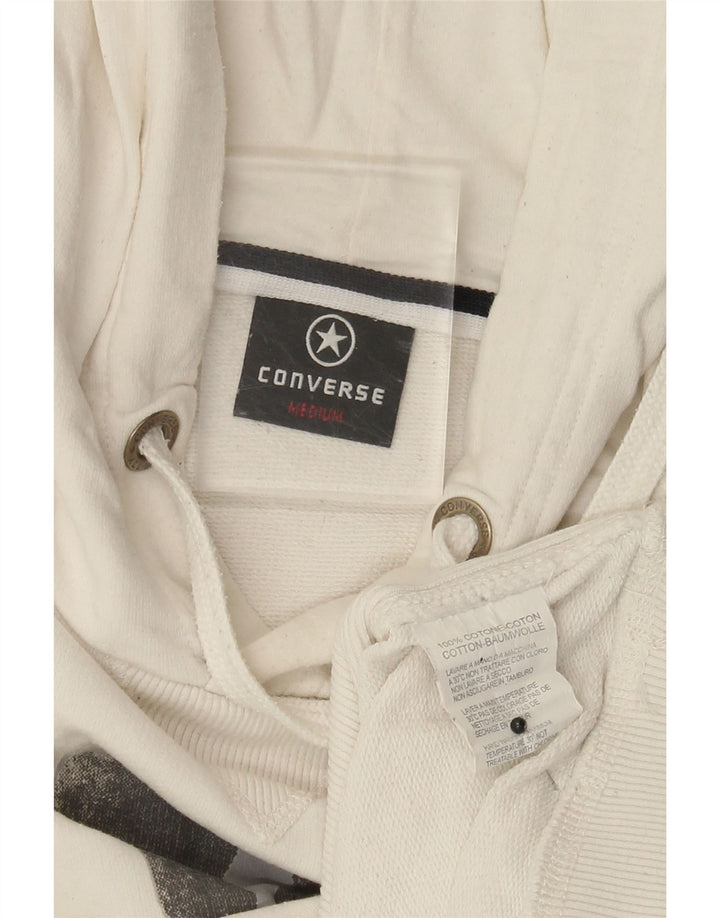Męski sweter z kapturem Converse z grafiką, średniej wielkości, biały, bawełniany