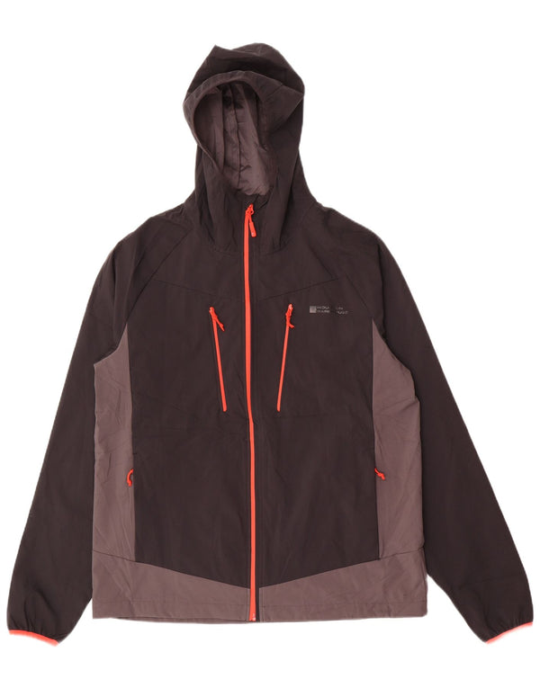 Mountain Warehouse Mens Hooded Rain Jacket UK 38 Medium Black Colourblock