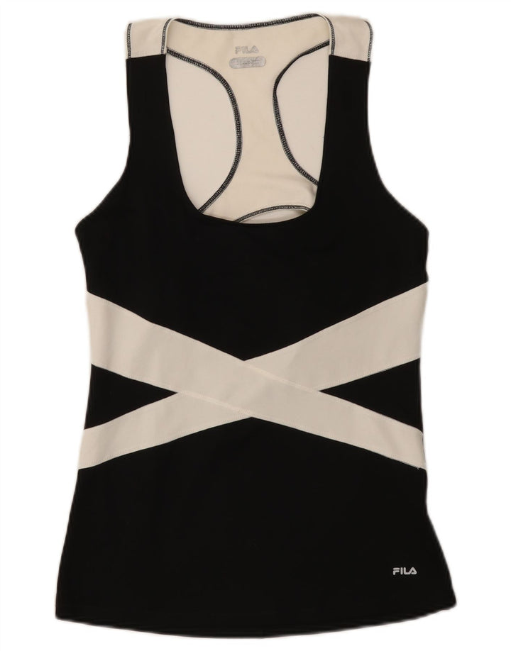 Damska kamizelka Fila Top UK 14, duży czarny poliester z blokami kolorów