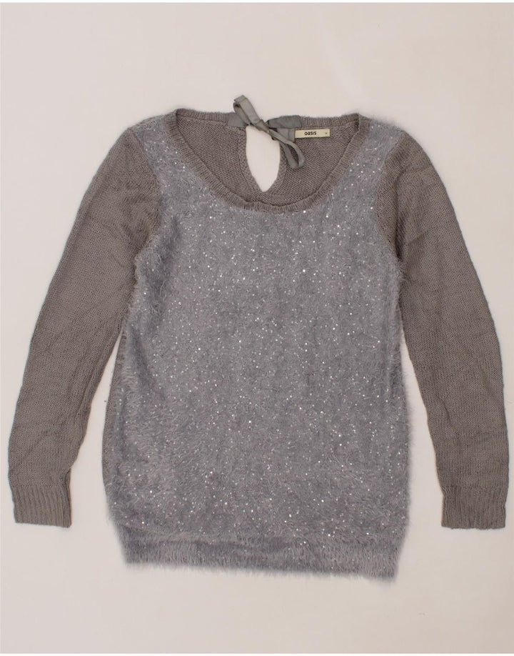 OASIS Womens Boat Neck Jumper Sweater UK 14 Medium Blue Colourblock Vintage Oasis and Second-Hand Oasis from Messina Hembry 