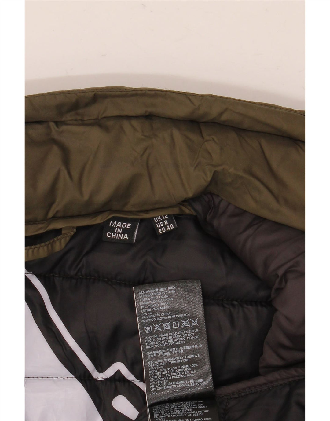 Damska ocieplana kurtka Superdry UK 12, średni nylon khaki
