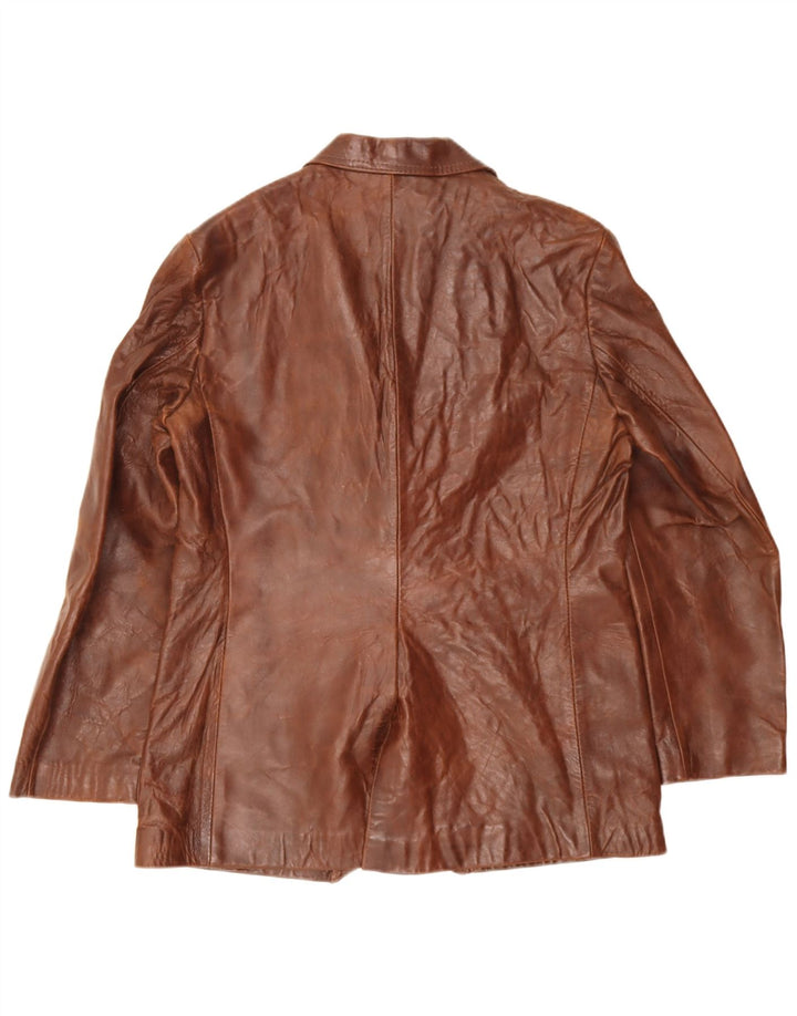 Vintage męska skórzana marynarka zapinana na 2 guziki IT 44 XS brązowa skóra