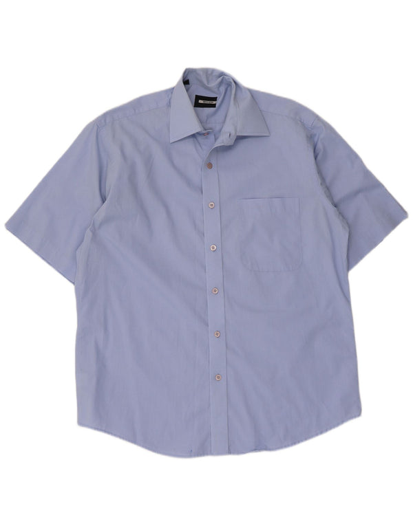 Męska koszula z krótkim rękawem Pierre Cardin, rozmiar 39 15 1/2, średnia niebieska bawełna