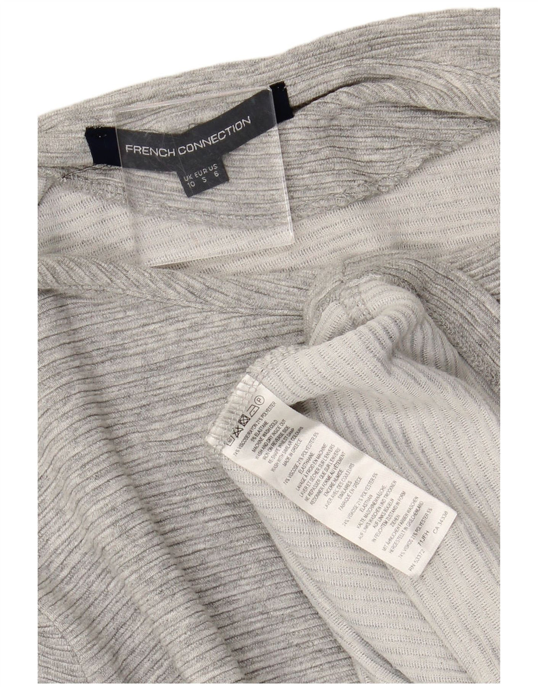 FRENCH CONNECTION Damska sukienka sweterkowa z rękawem 3/4 UK 10 Small, szara wiskoza