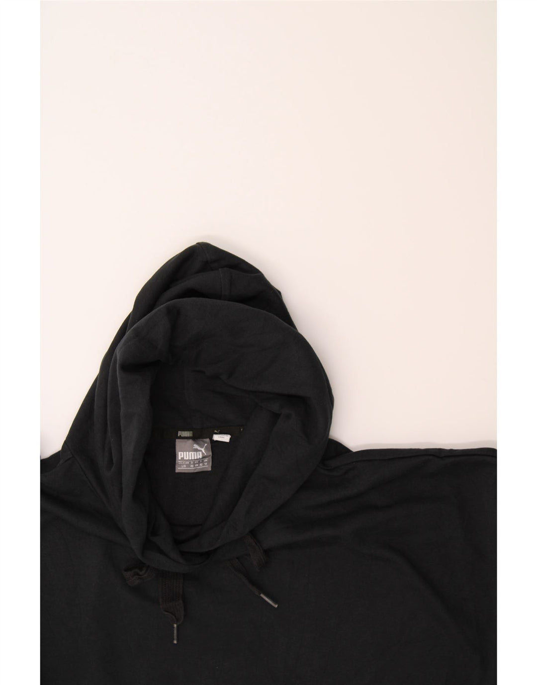 PUMA Womens Oversized Graphic Hoodie Jumper UK 14 Large  Black Polyester Vintage Puma and Second-Hand Puma from Messina Hembry 