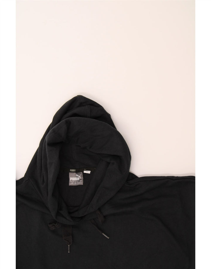 PUMA Womens Oversized Graphic Hoodie Jumper UK 14 Large  Black Polyester Vintage Puma and Second-Hand Puma from Messina Hembry 