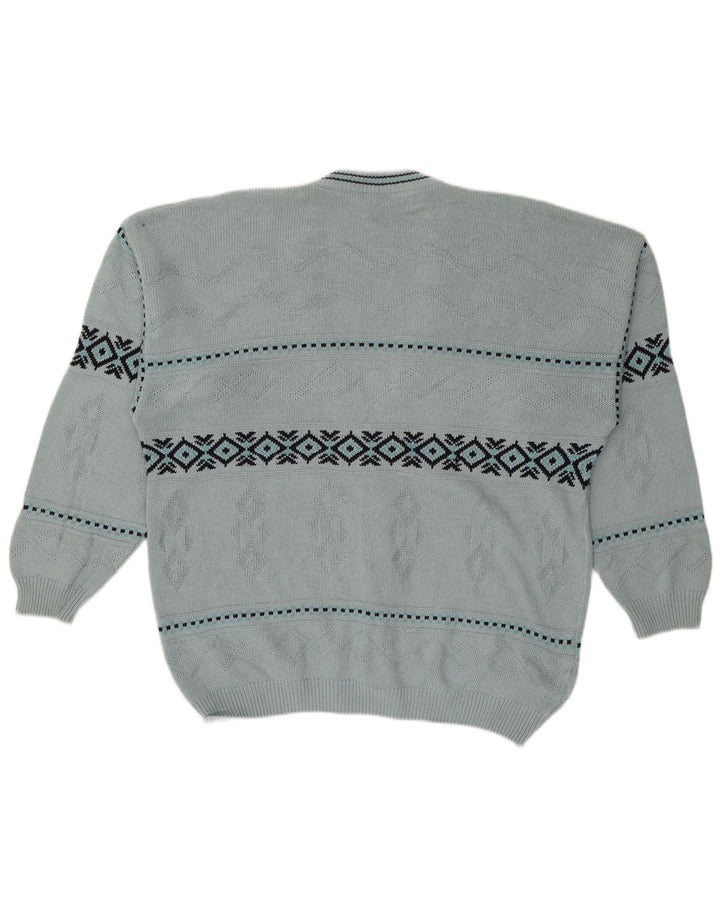 Sweter męski Mr. Forrest XL, niebieski, geometryczny, bawełniany