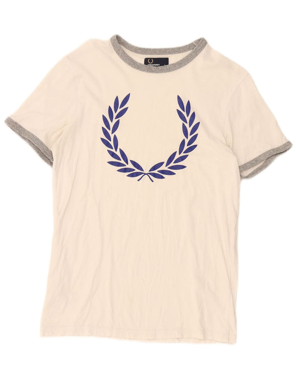 Męski T-shirt z grafiką Fred Perry, mały, biały, bawełniany