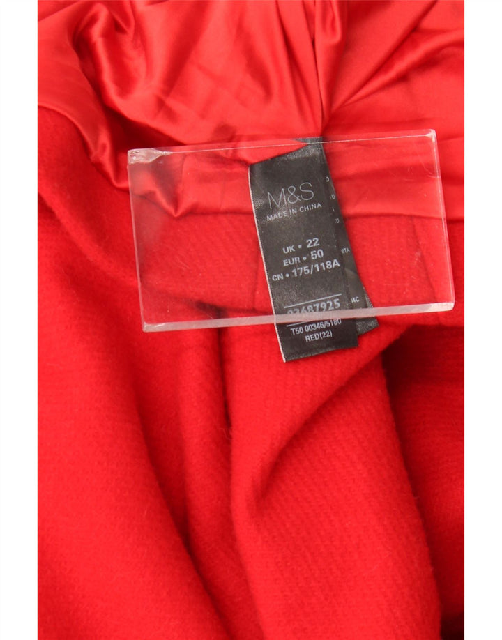 Marks & Spencer Damski płaszcz wojskowy UK 22 3XL Czerwony wełniany klasyczny