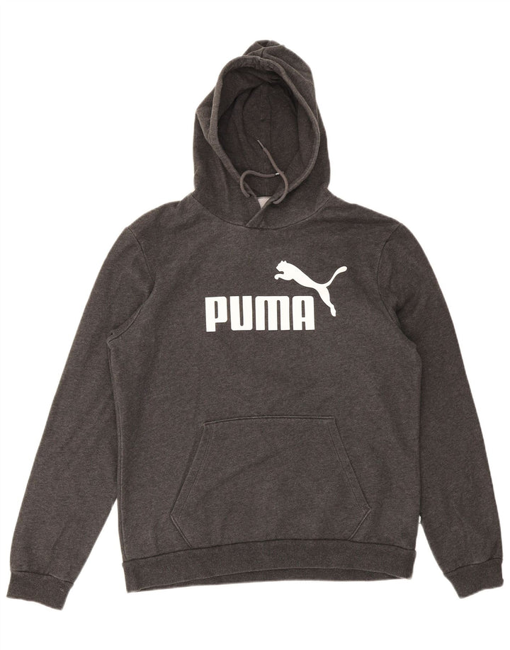 Męski sweter z kapturem i grafiką PUMA, średnioszary, bawełniany