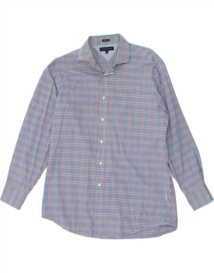 TOMMY HILFIGER Mens Regular Fit Shirt Size 16 32/33 Large Blue Check Vintage Tommy Hilfiger and Second-Hand Tommy Hilfiger from Messina Hembry 