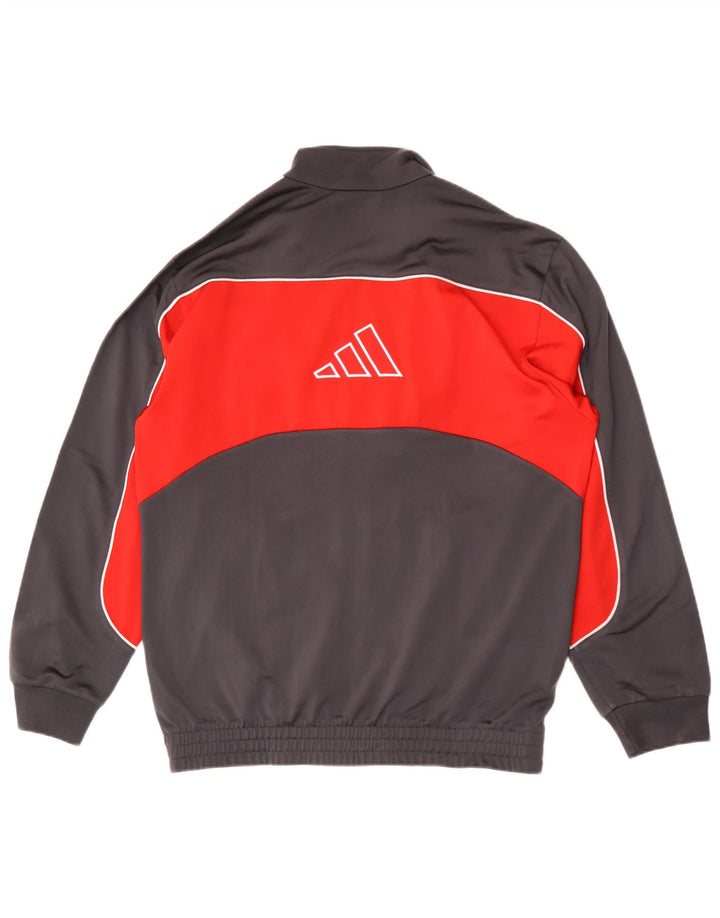 Adidas Męski pełny dres UK 36/38 Mały szary poliester z blokami kolorów