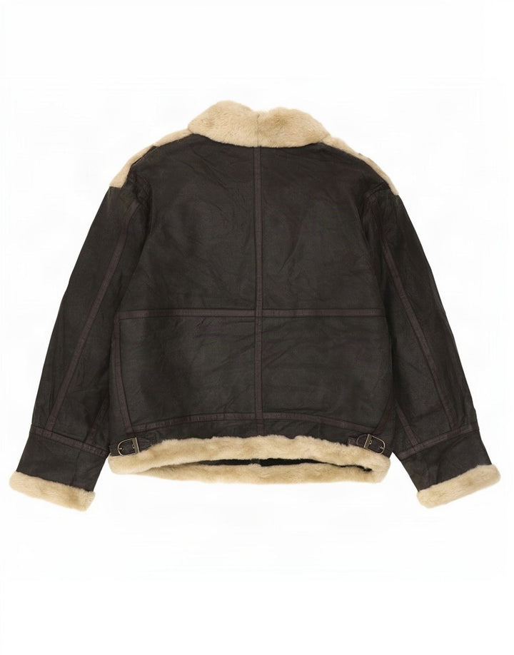Męska kurtka Shearling Quebec UK 42 XL Czarna skóra