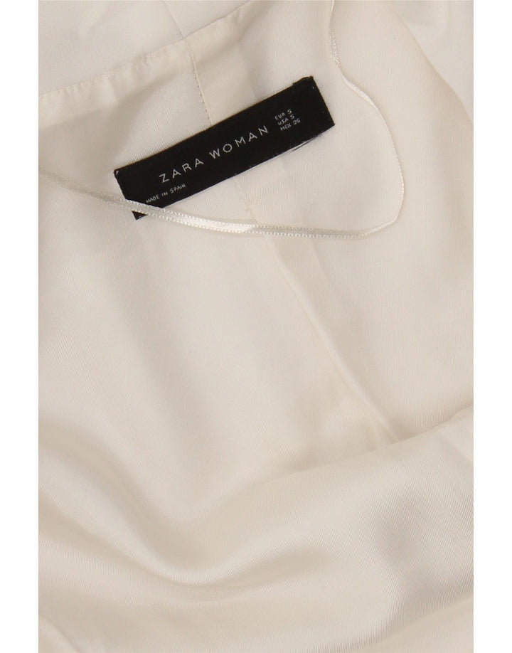 Damska marynarka Zara z rękawami 3/4 i otwartymi UK 10, mała, biała