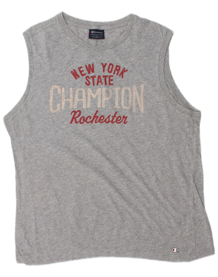 Męska kamizelka z grafiką Champion, średnia, szara, nakrapiana