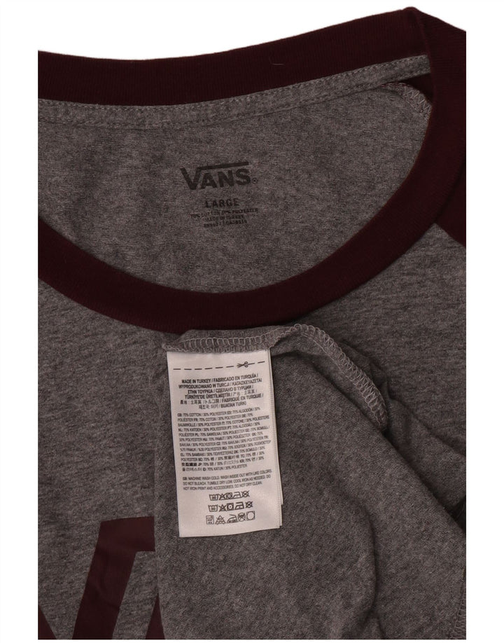 Męski top z grafiką Vans z rękawami 3/4, dużą, szarą, bawełnianą plamką