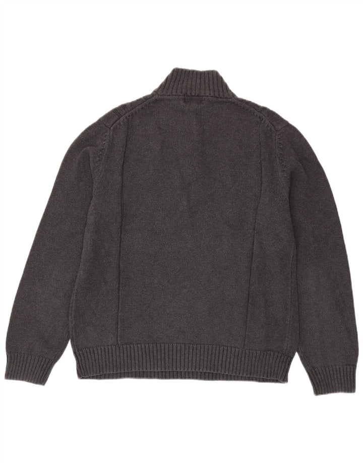 CALVIN KLEIN Męski sweter zapinany na zamek, średnioszary, bawełniany