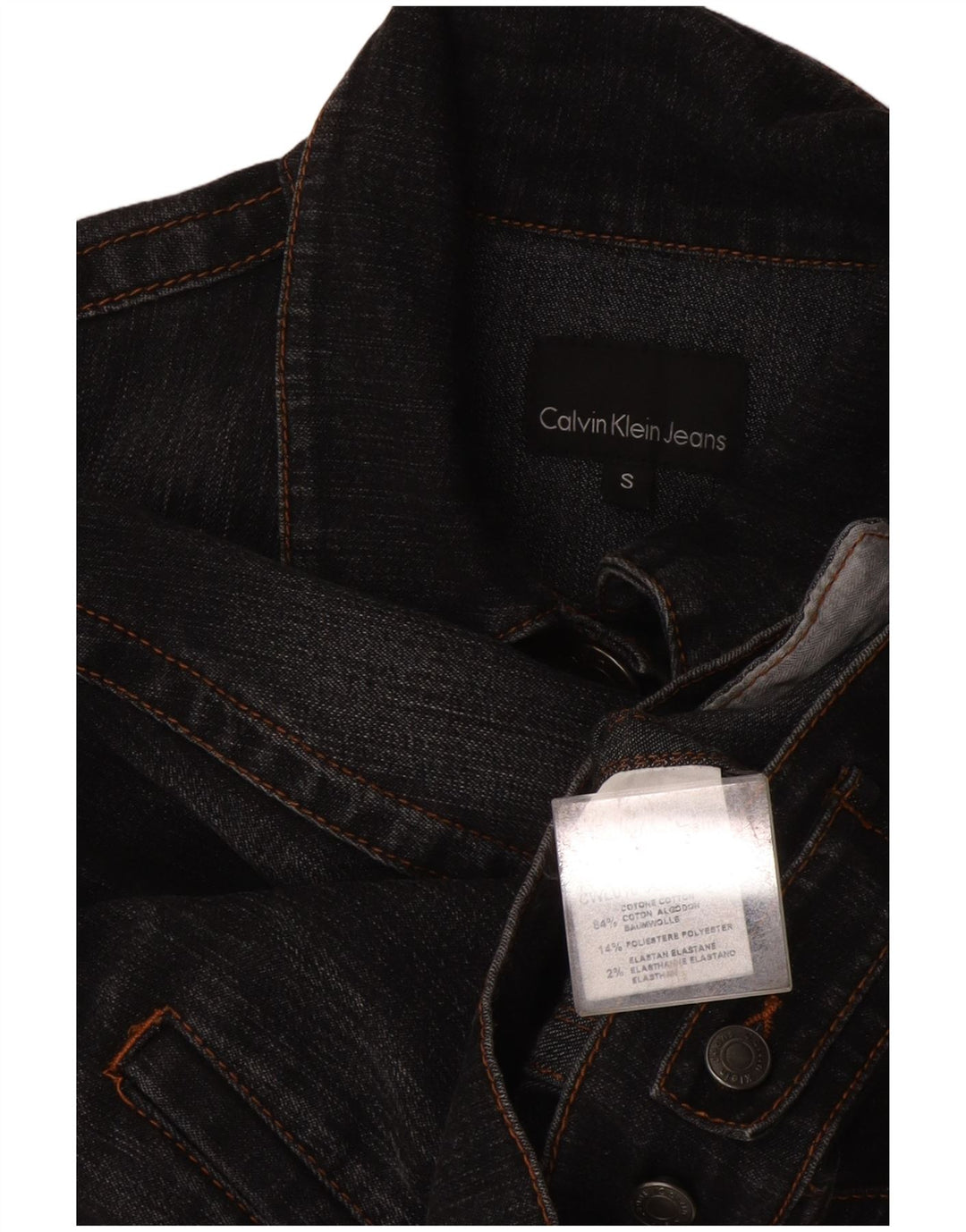Damska kurtka dżinsowa Calvin Klein Crop UK 10, mała, szara, bawełniana