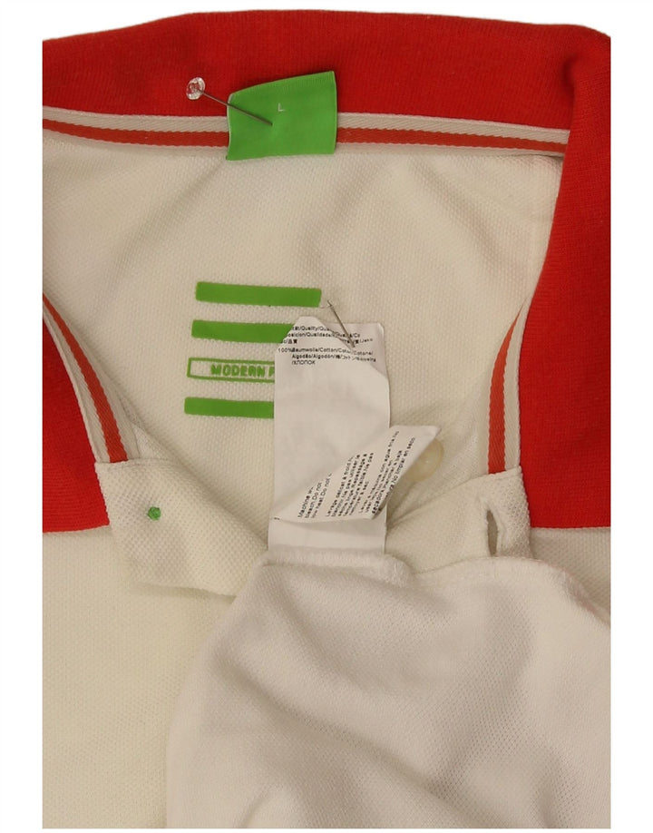 Męska koszulka polo Hugo Boss, duża, biała, bawełniana w bloki kolorów