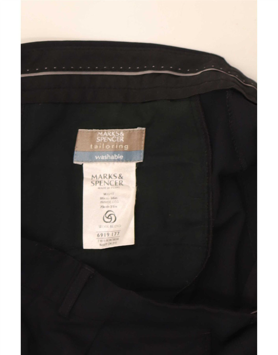 Marks & Spencer Męskie spodnie garniturowe W34 L31 Granatowy poliester