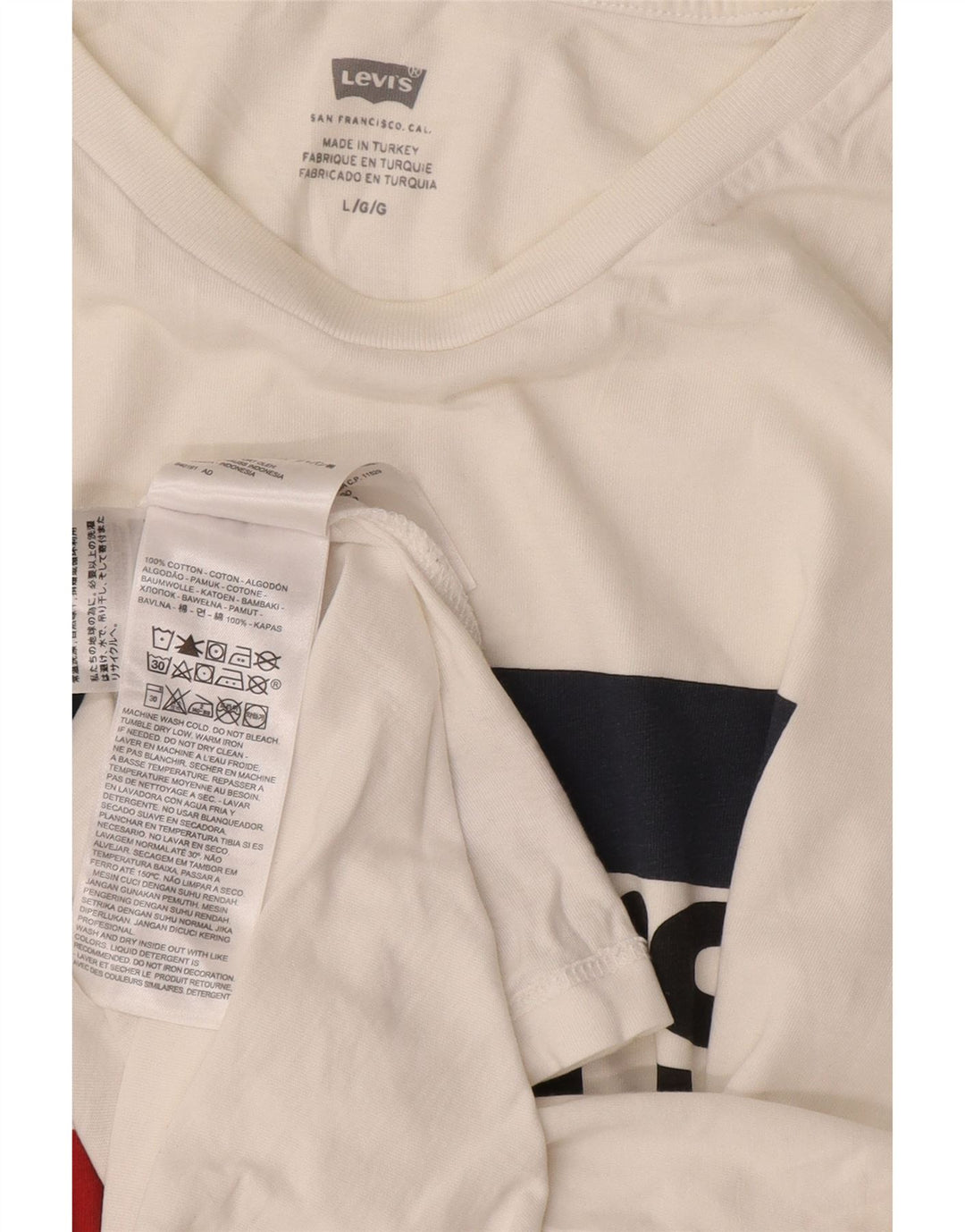 Męski T-shirt z grafiką LEVI'S, duży, biały, bawełniany