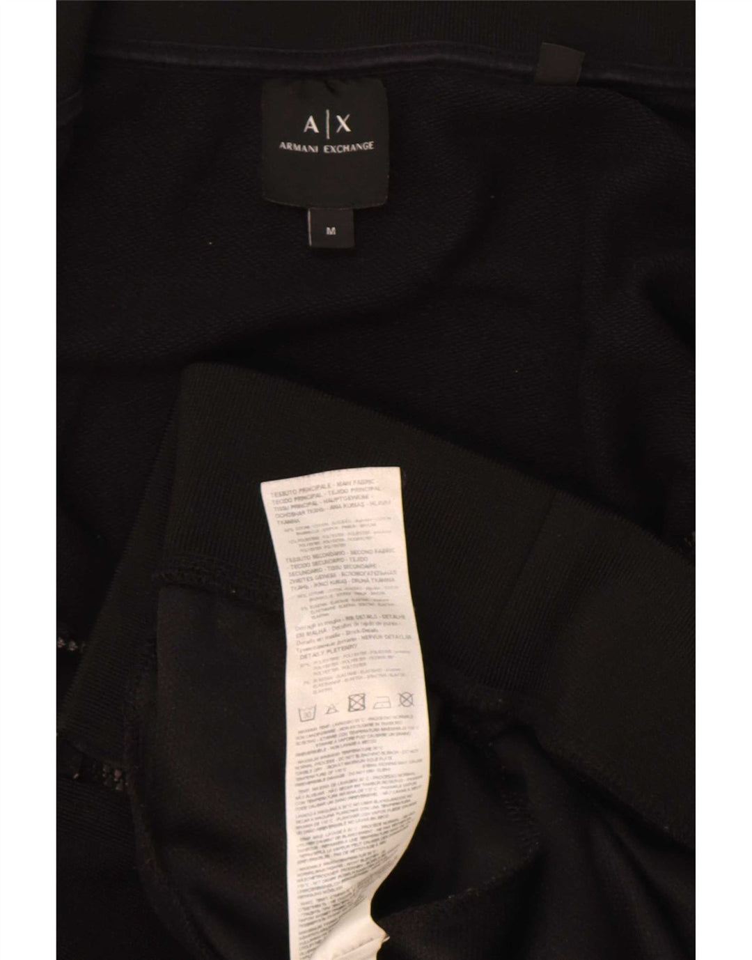 Męska kurtka dresowa Armani Exchange z grafiką, średnia czarna, bawełniana