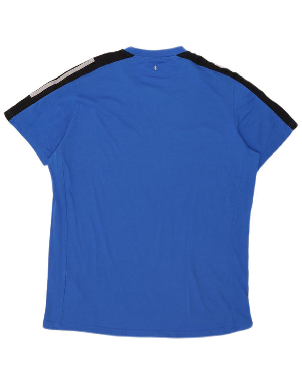 Męska koszulka Adidas Aeroready z grafiką, duża, niebieska, poliestrowa z blokami kolorów