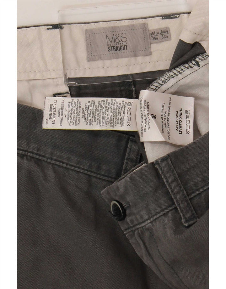 Marks & Spencer Męskie proste spodnie chino W36 L30 Szara bawełna