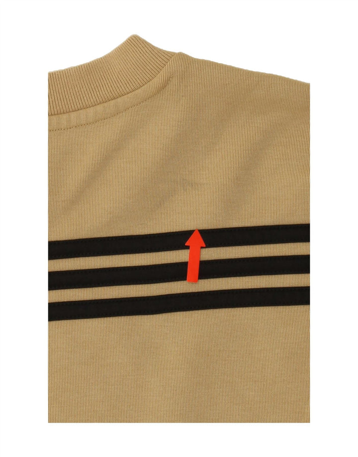 ADIDAS Womens Oversized Sweatshirt Jumper UK 8/10 Small Beige Striped Vintage Adidas and Second-Hand Adidas from Messina Hembry 