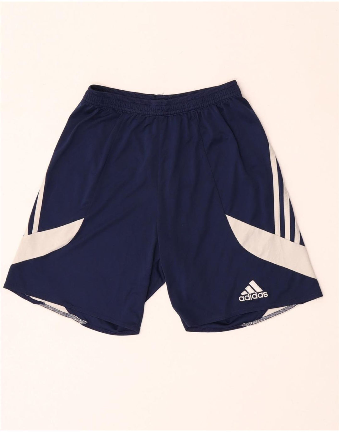 Męskie spodenki sportowe Adidas Climalite, małe, granatowe, z blokami kolorów, poliestrowe