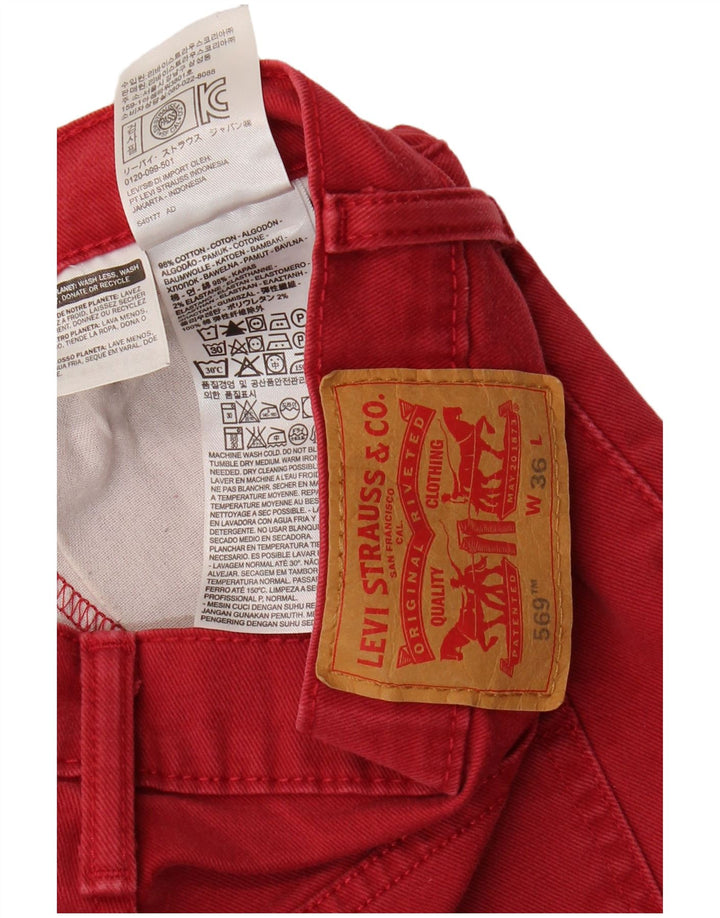 Męskie spodenki jeansowe LEVI'S 569 W36, duże, czerwone, bawełniane