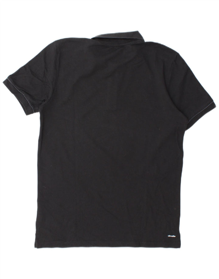 Męska koszulka polo Adidas z grafiką, średnia czarna, bawełniana