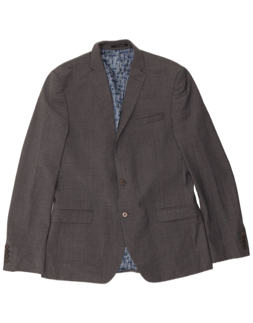 Ted Baker Męska marynarka slim fit zapinana na 2 guziki, UK 42 XL, szara wełna