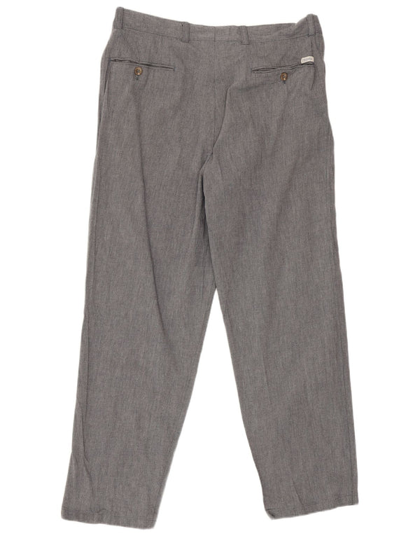 Męskie proste spodnie garniturowe Trussardi IT 50 Large W34 L28 Szara bawełna
