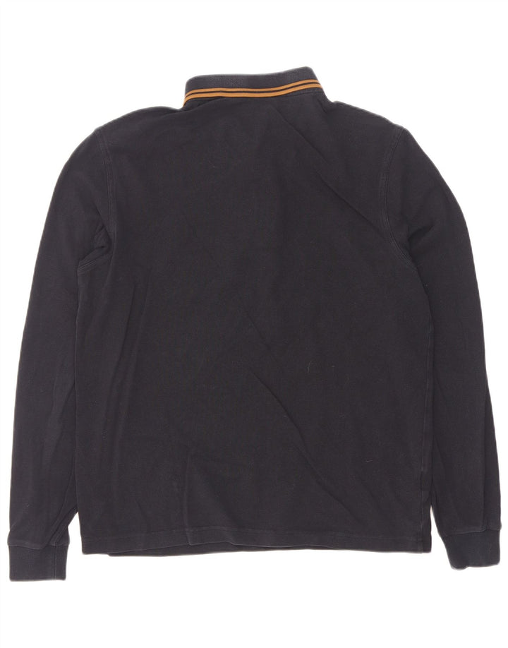 Męska koszulka polo Fred Perry z długim rękawem, średnia, granatowa, bawełniana w paski