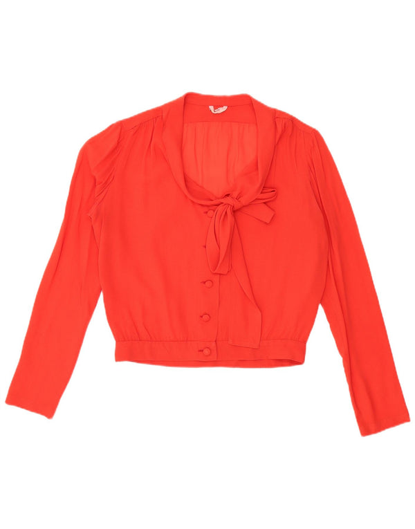 Damska bluzka koszulowa VINTAGE wiązana z przodu, prześwitująca UK 16, duża czerwona