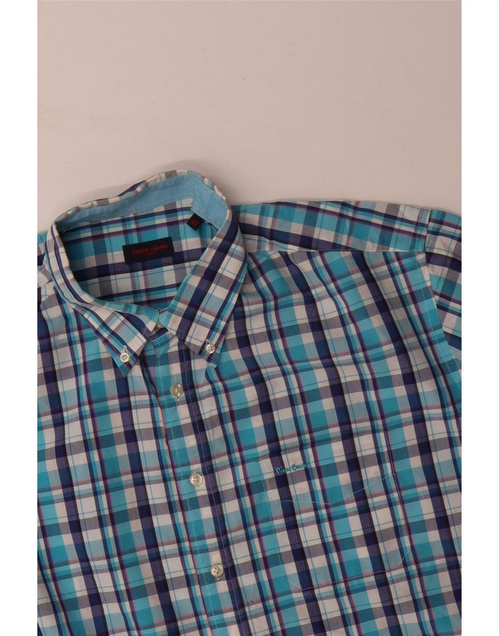 PIERRE CARDIN Mens Shirt Size 47 2XL Blue Check
