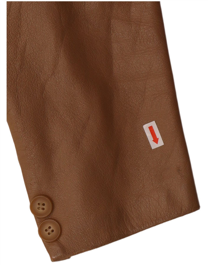 Vintage damska marynarka zapinana na 2 guziki IT 44 średnio beżowa skórzana klasyczna