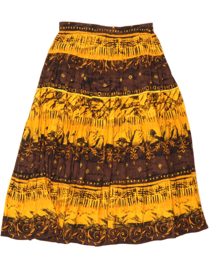 VINTAGE Womens Abstract Pattern Gypsy Skirt EU 42 Large W32 Yellow Vintage Vintage and Second-Hand Vintage from Messina Hembry 