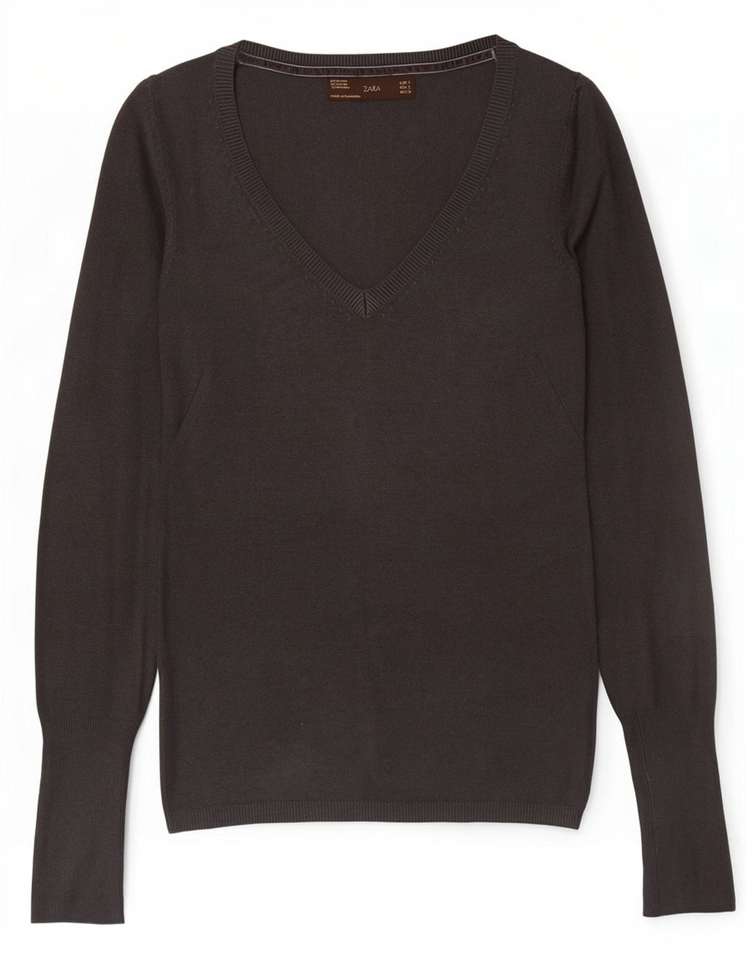 Sweter damski Zara z dekoltem w kształcie litery V, UK 8, mały, szary