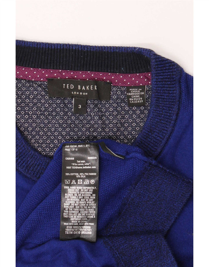 Męski sweter Ted Baker z okrągłym dekoltem, rozmiar 3, średni, granatowy, bawełniany