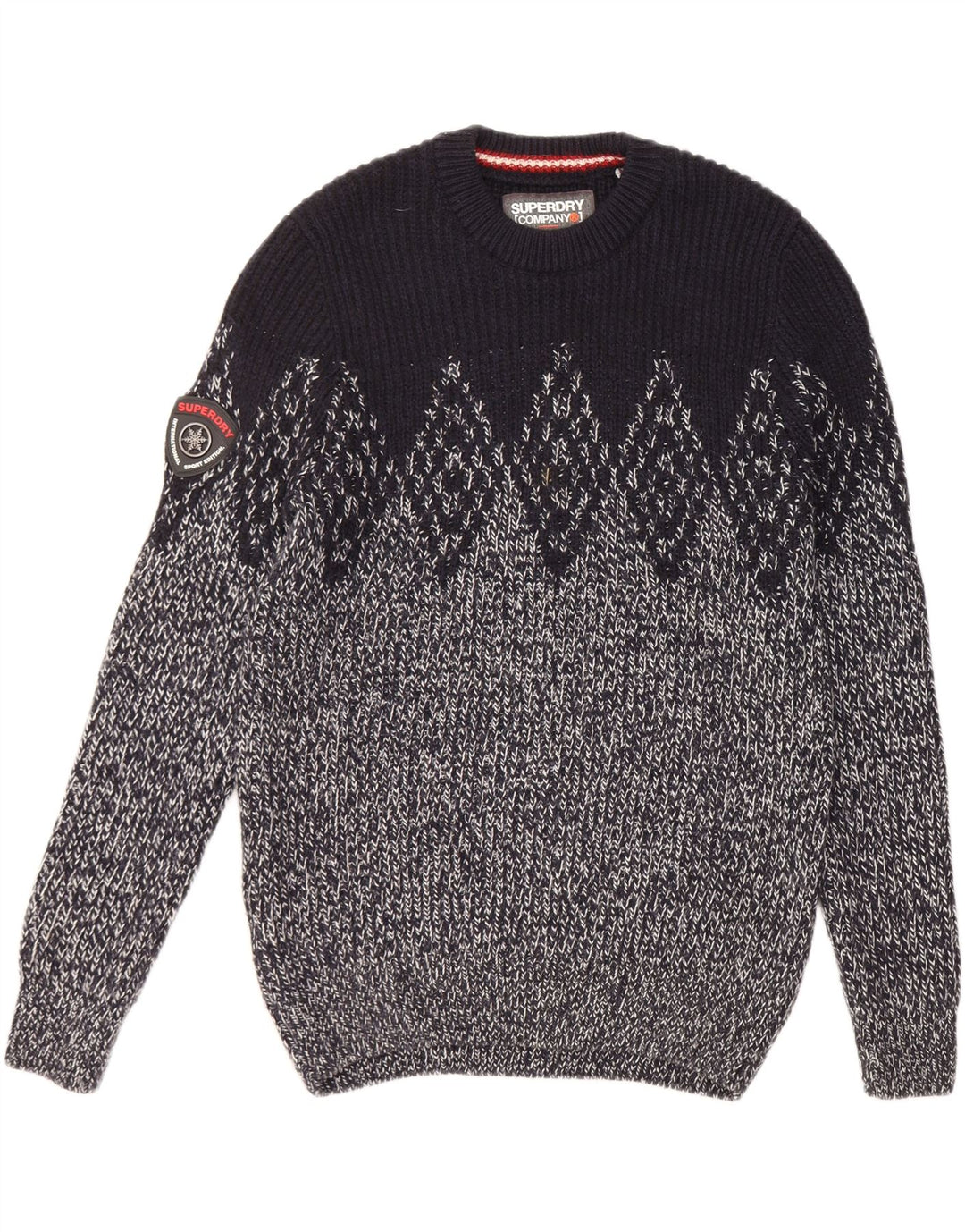 SUPERDRY Męski sweter z okrągłym dekoltem, duży granatowy Argyle/Diament