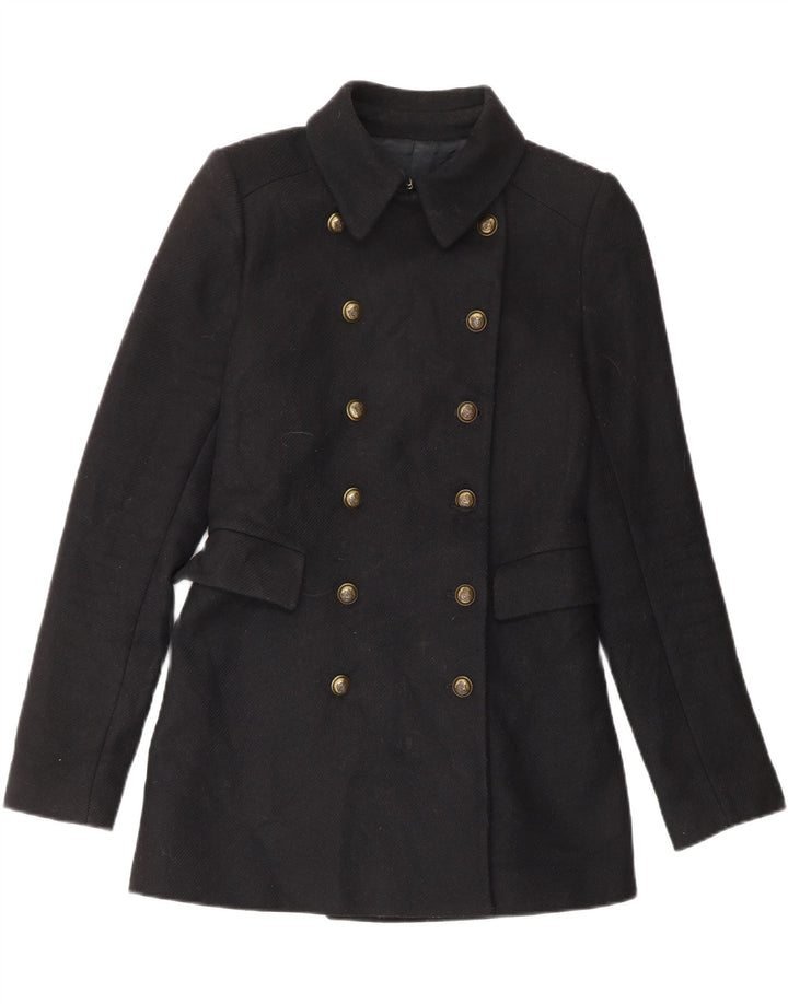 ZARA Womens Double Breasted Coat UK 10 Small Black Vintage Zara and Second-Hand Zara from Messina Hembry 