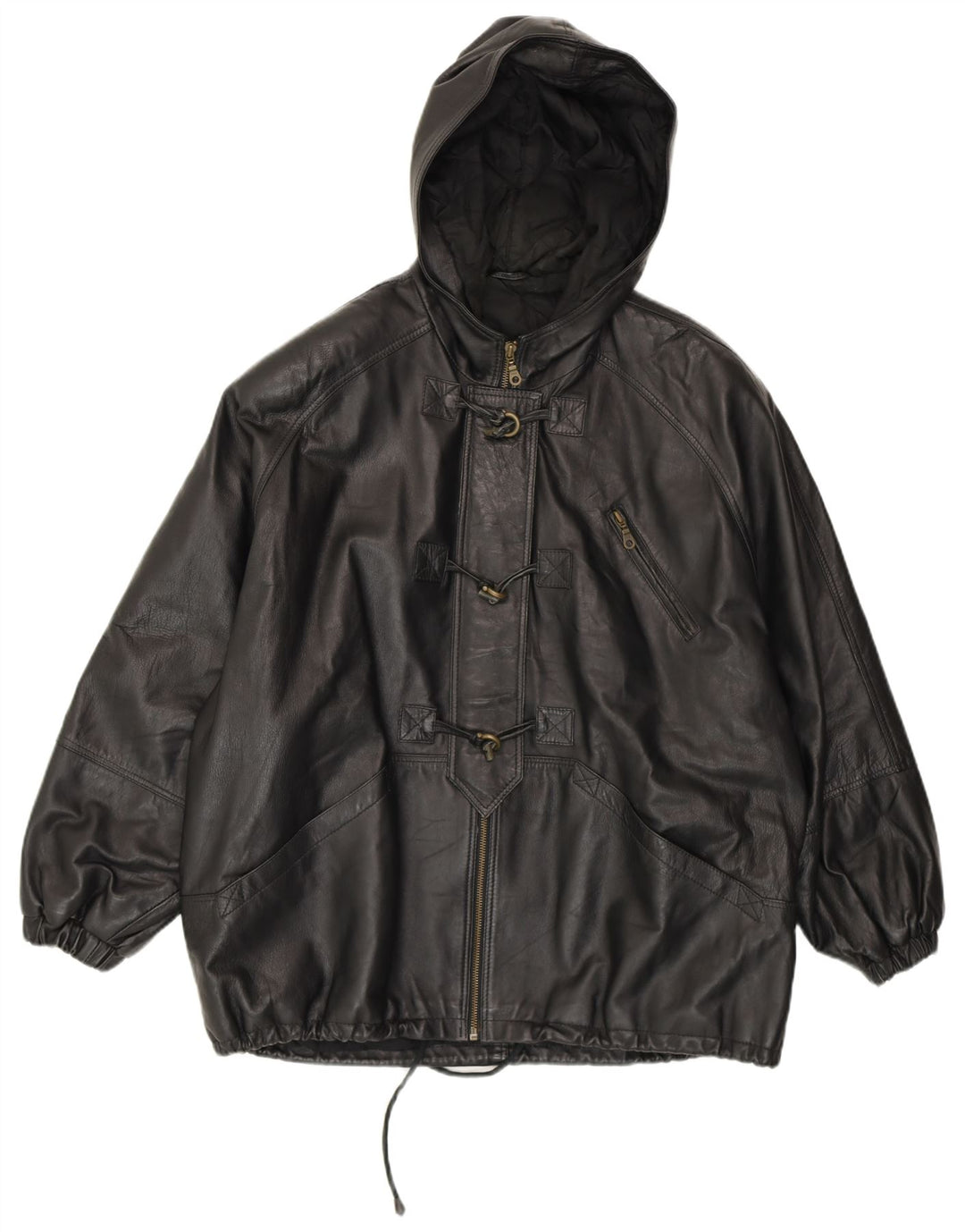 CONBIPEL Damska kurtka typu oversize z kapturem IT 42, średnia czarna skóra