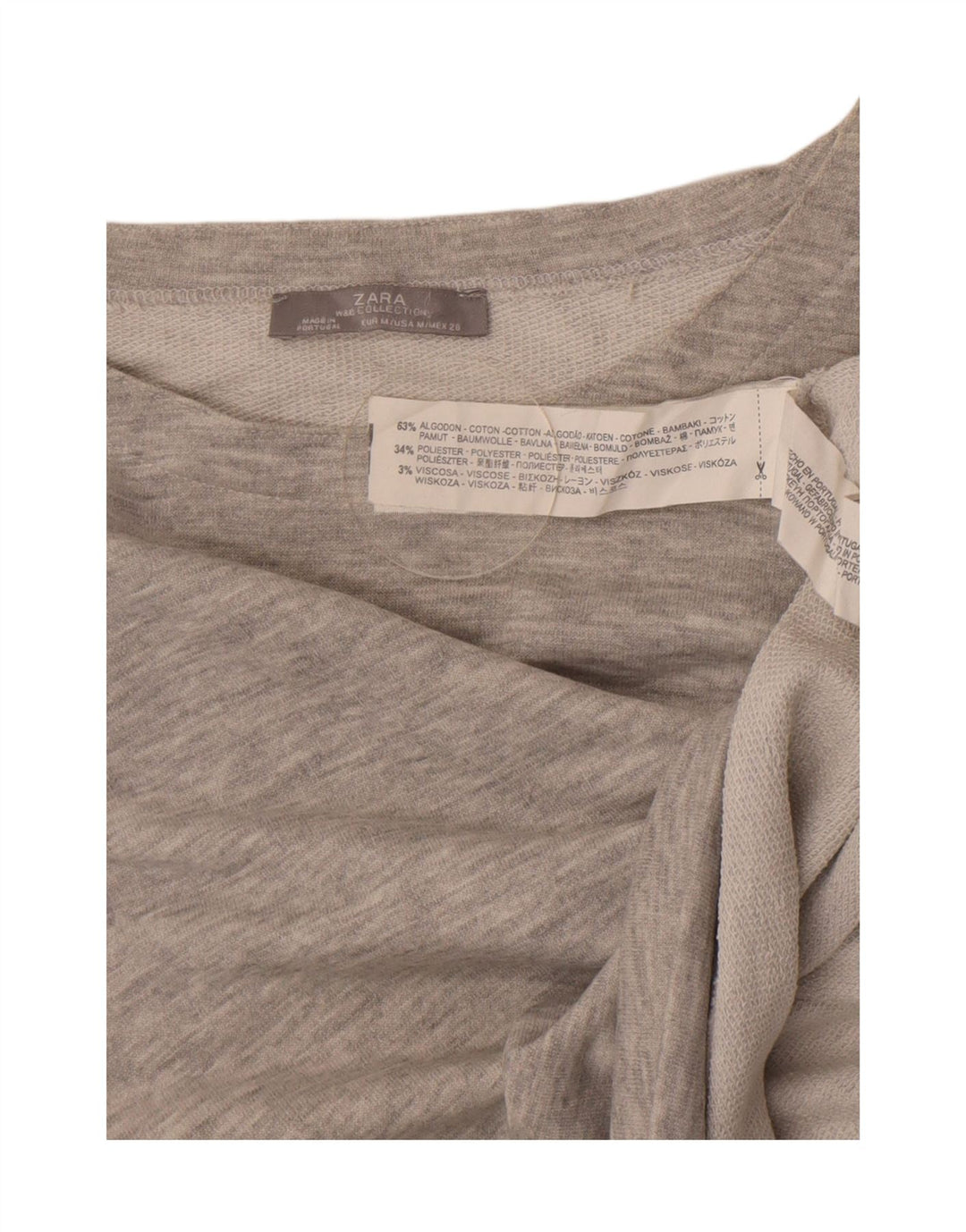 Damska bluza Zara Crop Sweter UK 12 Średnia szara bawełniana nakrapiana