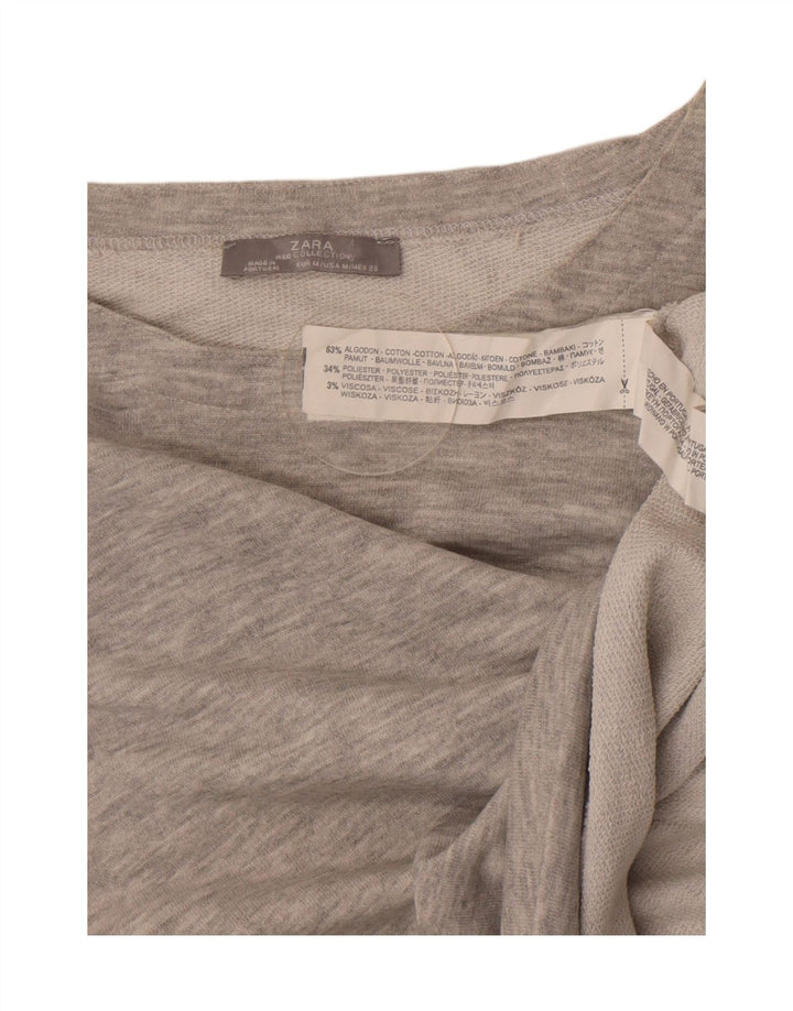 Damska bluza Zara Crop Sweter UK 12 Średnia szara bawełniana nakrapiana
