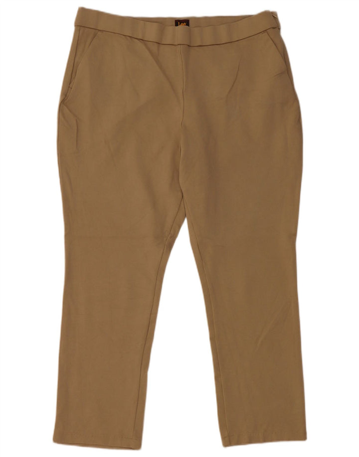 Wąskie, przycięte spodnie damskie LEE US 14 XL W36 L25 Beżowy Rayon