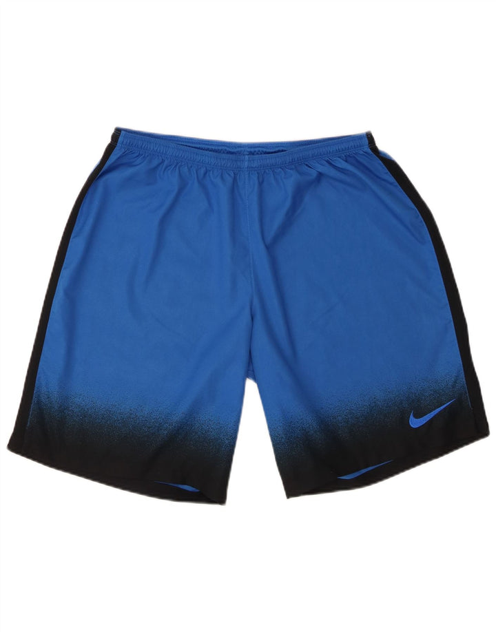Męskie spodenki sportowe Nike Dri Fit, duże, niebieskie, poliestrowe bloki kolorów
