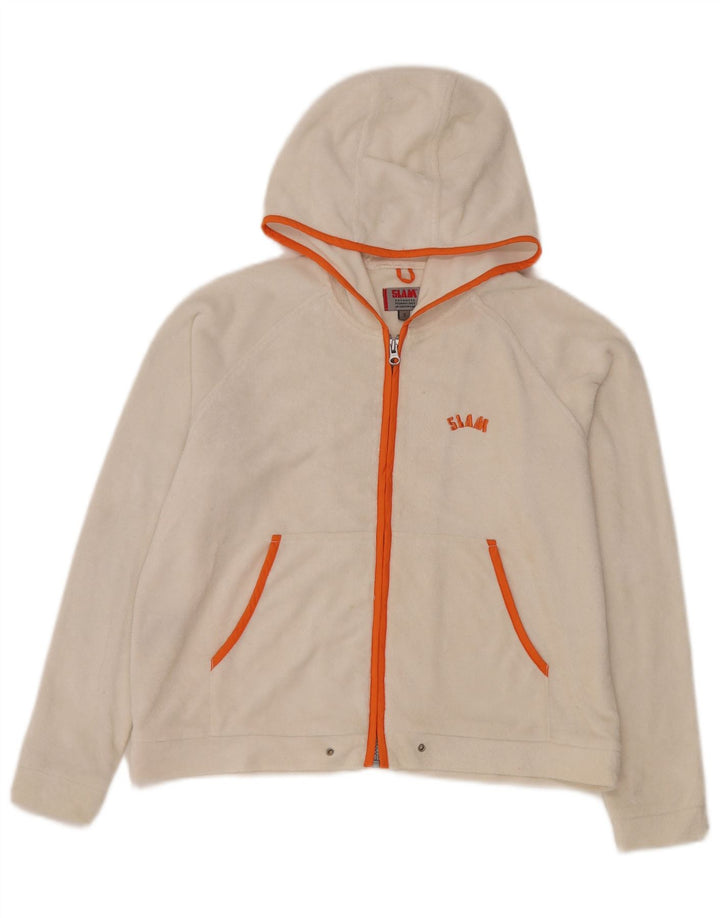 Damski sweter z polaru Slam, oversize, zapinany na zamek, UK 10, mały, biały poliester